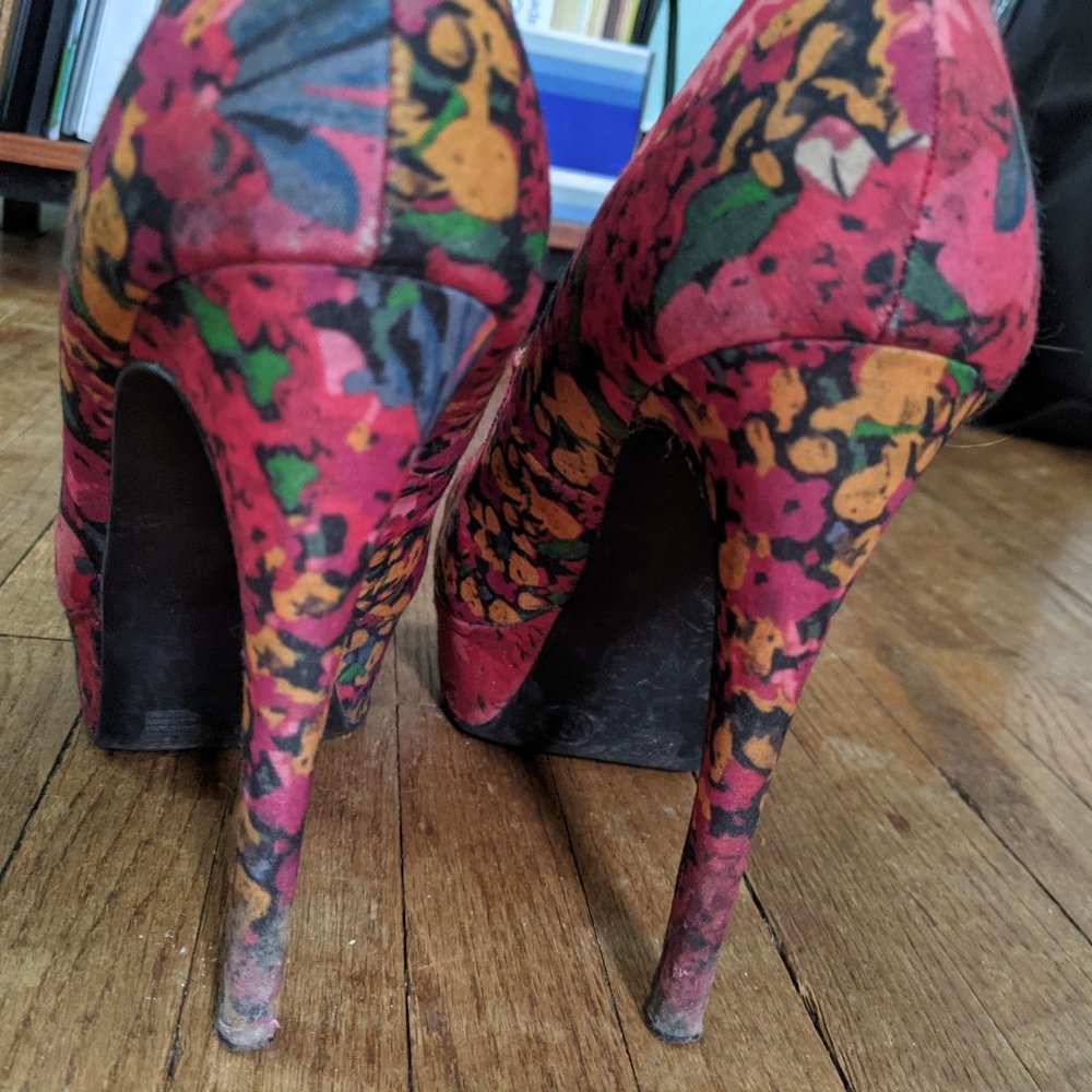 Multicolor Platform Heels - Size 8
